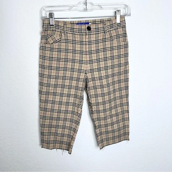 Burberry Shorts women 2 36 cropped Bermuda Capri plaid Vintage B19